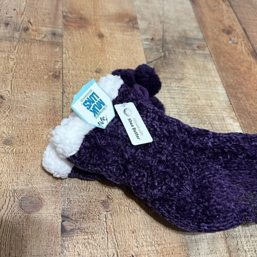 Muk Luks NWT Slipper Socks purple glitter